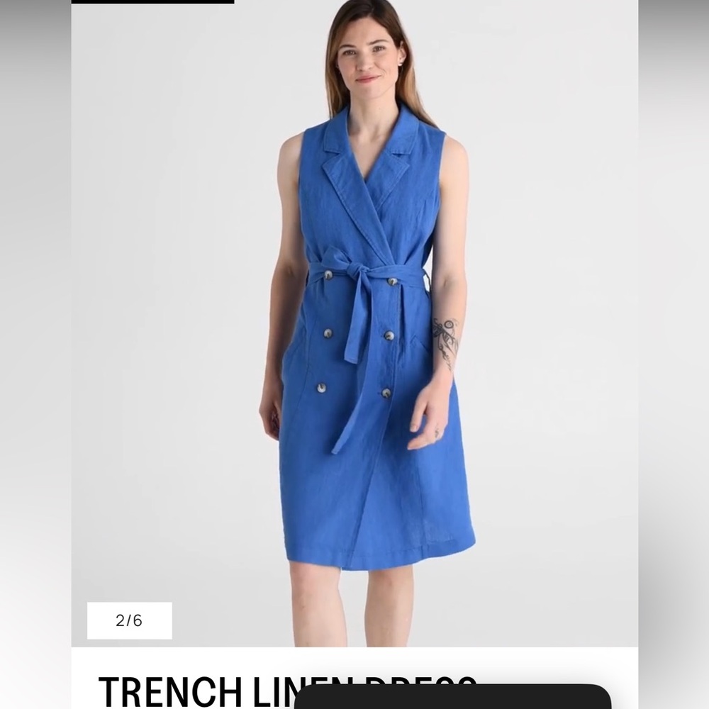 Magic linen TRENCH LINEN DRESS LISBON IN COBALT BLUE size XS